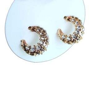 3/$12 ✨️ Rhinestone Gold Hoop Earrings